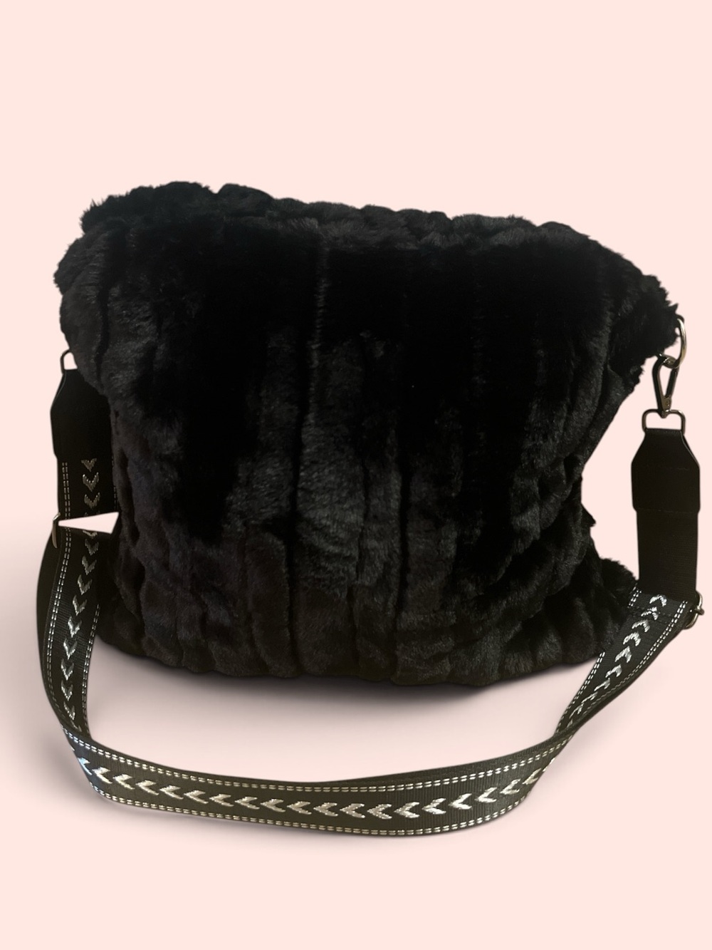 🌟Minky Divine- Reversible Black Faux Fur Coca-Cola Purse